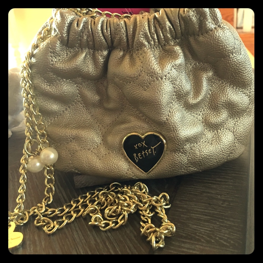 Betsey Johnson gold bag, new with tags